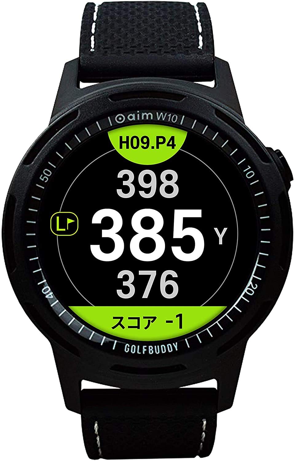 golfbuddy-aim-w10-gps-golfuhr-mit-touchscreen-schwarz-mit-rot-wei-blau-armband image 3