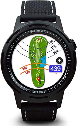 golfbuddy-aim-w10-gps-golfuhr-mit-touchscreen-schwarz-mit-rot-wei-blau-armband image 4